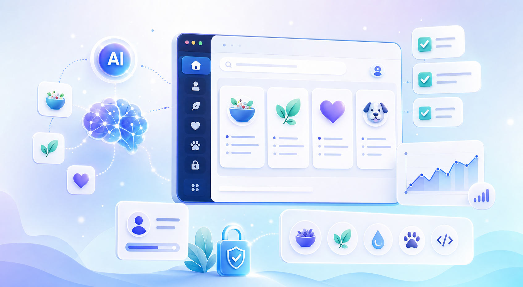Modern AI-powered personalized web app dashboard illustration